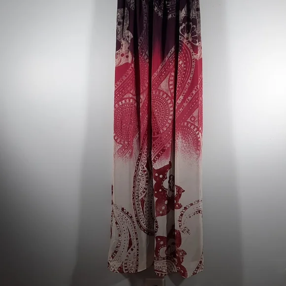 NWT BCBGENERATION CFT Puple/pink/cream / burgundy maxi dress SZ M - Picture 2 of 11